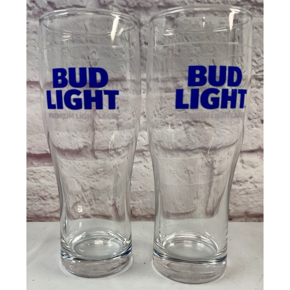 Bud Light Premium Lager Lot Of 2 Pair Set 22 oz Glass Pint *BRAND NEW*